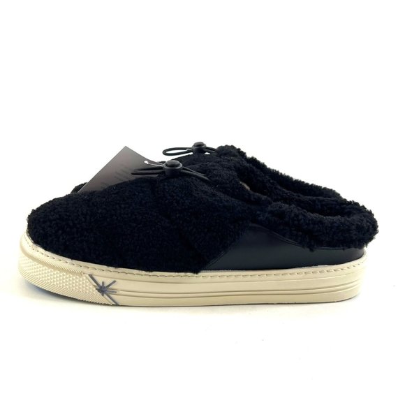 New Ross and Snow Black Shearling Puff Scuff Mens Size 14 Made in Italy Luxury - Picture 3 of 8